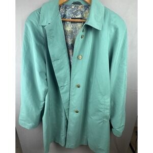 Vintage Ultimoda Italy Men's L/XL Mac Jacket Car Coat Abstract Lining Aqua